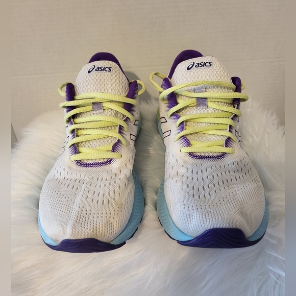 Asics White and Purple Running Shoes, Size 9.5 - Picture 3 of 7